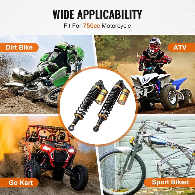 GZYF 13.4 inch Universal Motorcycle Rear Air Shock Absorbers 340mm for HONDA for Suzuki for Yamaha for Kawasaki ATV Go Kart Quad Dirt Sport Bikes,Gold