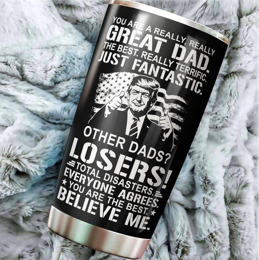 Dad Tumbler - Gifts for Dad on Fathers Day, Christmas, Birthday - Dad Coffee Mug - Dad Cup - #1 Dad Tumbler - Daddy Cup - Gifts for Dad from Daughter, Son - Dad Nutrition Facts Tumbler