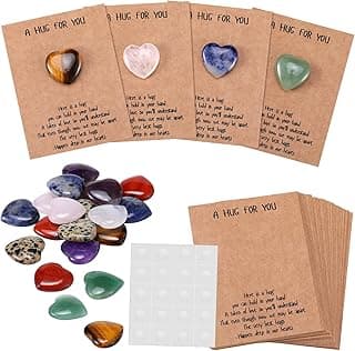 40 Sets Pocket Hug Token Gift Bulk Hug Cards with Heart Shape Natural Stones Keepsake Exchange Relationship Cards for Colleagues Family Distance Social Celebration of Life Gift(Classic Color)