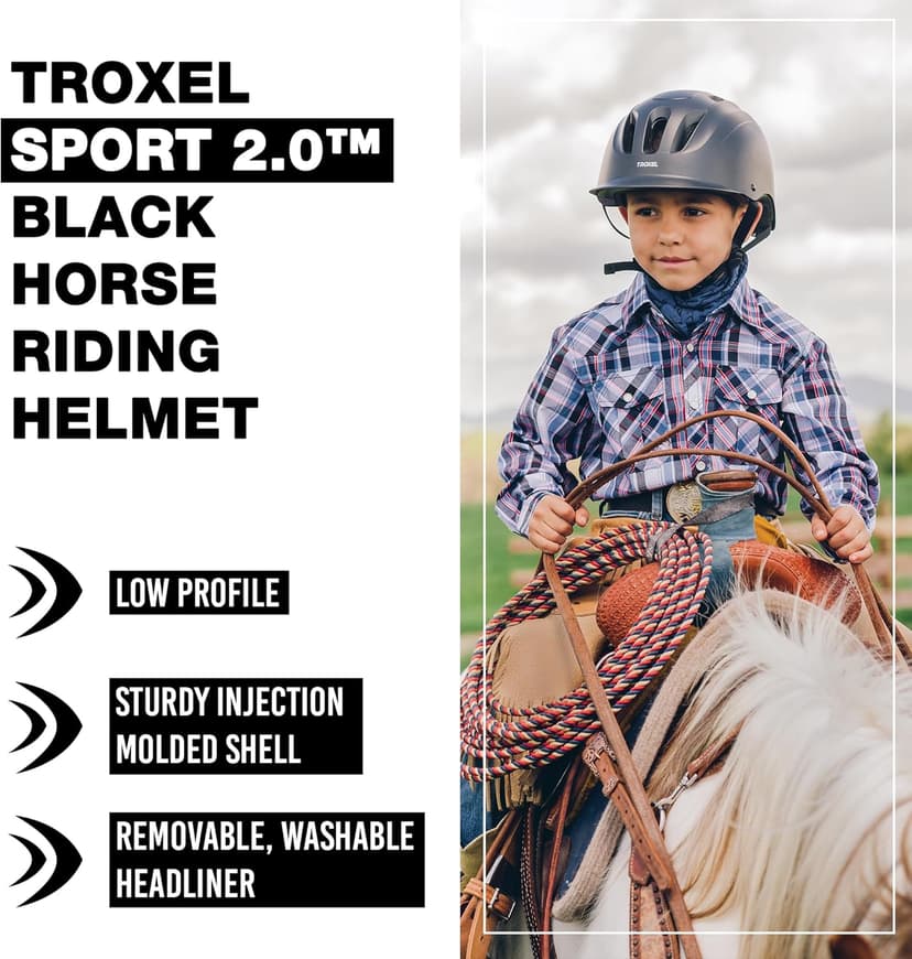 Troxel Sport 2.0 Injection Molded Horse Riding Helmet, Lightweight Adjustable Design, Safety Horseback Riding Gear