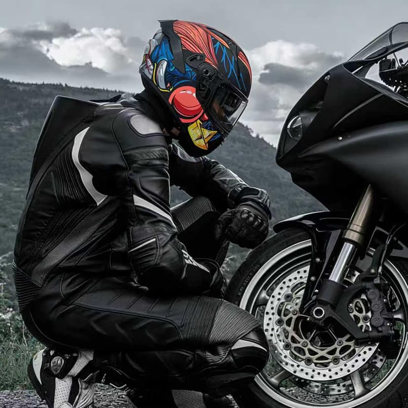 VCOROS Full Face Dual Visor Motorcycle Helmet for Adults Motorbike Street Bike Racing Helmets X9 DOT Approved with Black Visor