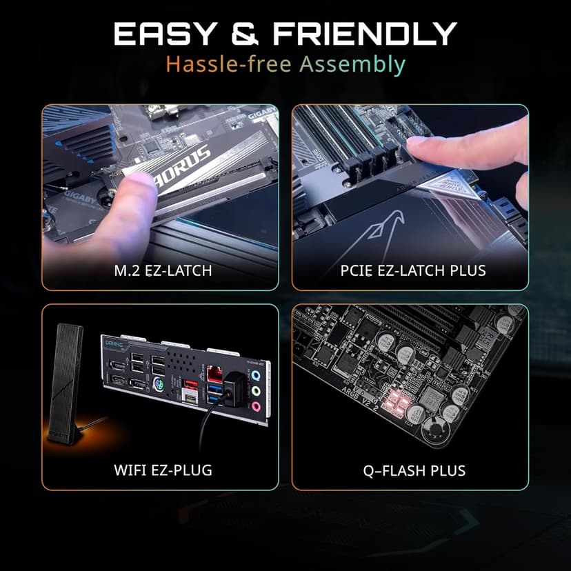 GIGABYTE B850 AORUS Elite WIFI7 AMD AM5 LGA 1718 Motherboard, ATX, DDR5, 3X M.2, PCIe 5.0, USB-C, WIFI7, 2.5GbE LAN, EZ-Latch, 5-Year Warranty