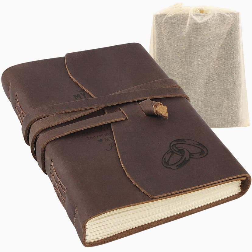 Personalized Leather Journals to Husband Engraved Antique Notebook Handmade Leather Bound Custom Notepad for Men Gift from Wife Diary Ideal Gifts at Valentine's Day, Christmas, Birthday, Anniversary