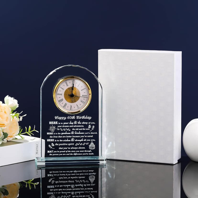 Movdyka 60th Birthday Gifts for Women Men - Crystal Clock Gifts Personalized 1964 60 Year Old Birthday Present for Her Him - Happy 60th Birthday Gifts Ideas for Mom Dad Unique