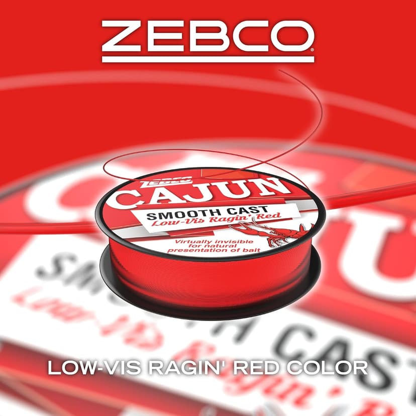 Zebco Cajun Line Smooth Cast Fishing Line, Low Vis Ragin' Red