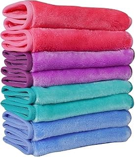 Nugilla Makeup Remover Cloths, 8 Packs Makeup Remover Towels Reusable Face Wash Cloth, Soft Microfiber Face Cloth for Women