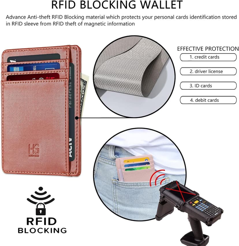 GH GOLD HORSE Slim RFID Blocking Card Holder Minimalist Leather Front Pocket Wallet for Women