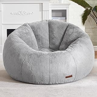 Hobestluk Bean Bag Chairs Large Bean Bag Couch for Adults Stuffed Sofa Chair Comfy Giant Bean Bag Chair with Spacious Design for Reading, Playing or Relaxing (Grey)