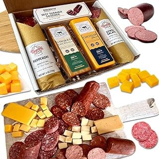 Charcuterie Food Items, Meat and Cheese Gift Basket Bundle – Salami, Summer Sausage - Charcuterie Board Food Gifts for Men - Father's Day, Mother's Day, Easter, House Warming, Care Package, Thanksgiving and Christmas Gifts