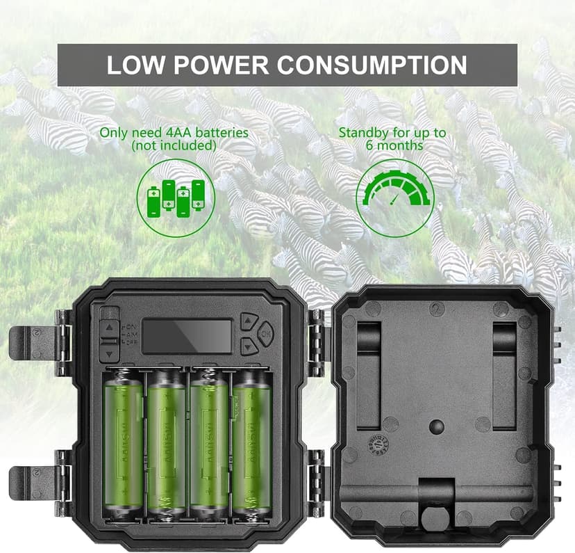 WOSPORTS Mini Trail Camera,24MP 1080P HD Game Camera Motion Activated with IR Night Vision Waterproof Video Deer Cam for Outdoor Wildlife Monitoring