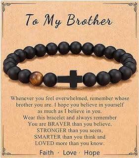 To Mens Gifts Cross Bracelet for Son, Grandson, Dad, Husband, Godfather, Men - Birthday Graduation Retirement Christmas Christian Gift for Teens Men