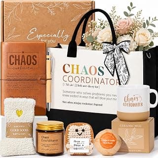 Suhctuptx Thank You Gifts for Women, Chaos Coordinator Gift for Coworkers Boss Lady Manager Teacher Nurse Administrative Assistant Employee Appreciation Birthday Christmas Gift w/Canvas Tote Bag Mug B0GVQTJSPB