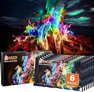 HGD (6 Pack) Magic Campfire Fire Color Changing Packets for Fire Pit, Indoor/Outdoor Fireplace, Bonfire - Rainbow Magical Flame, Camping Accessory, Compatible with Wood B0CHDSB1HB