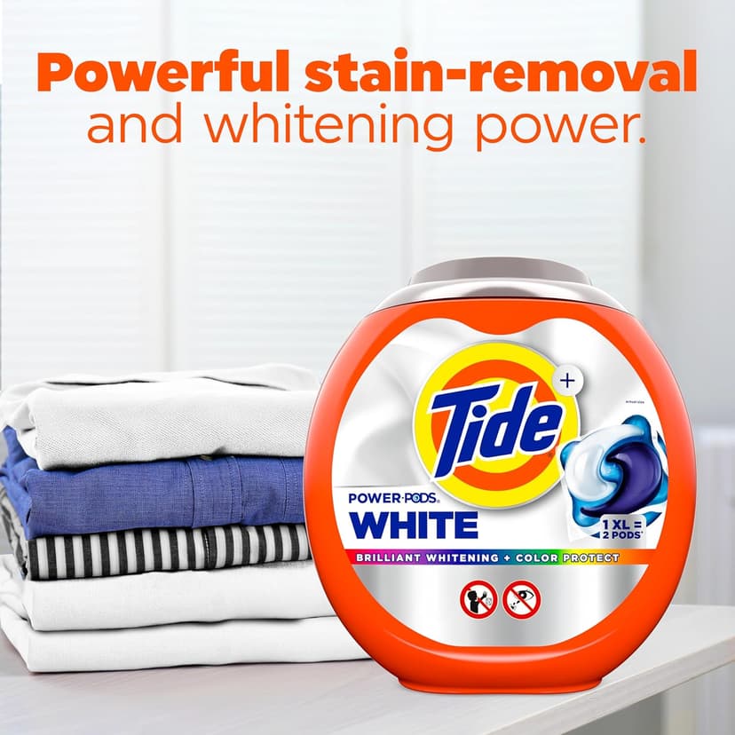 Tide Power PODS White Laundry Detergent Pacs, 45 Count, Brilliant Whitening + Color Protect