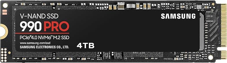 Samsung 990 PRO SSD 4TB PCIe 4.0 M.2 2280 Internal Solid State Hard Drive, Seq. Read Speeds Up to 7,450 MB/s for High End Computing, Gaming, and Heavy Duty Workstations, MZ-V9P4T0B/AM