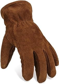OZERO Work Gloves Winter Insulated Snow Cold Proof Leather Glove Thick Thermal Imitation Lambswool - Extra Grip Flexible Warm for Working in Cold Weather for Men and Women (Brown,Large)