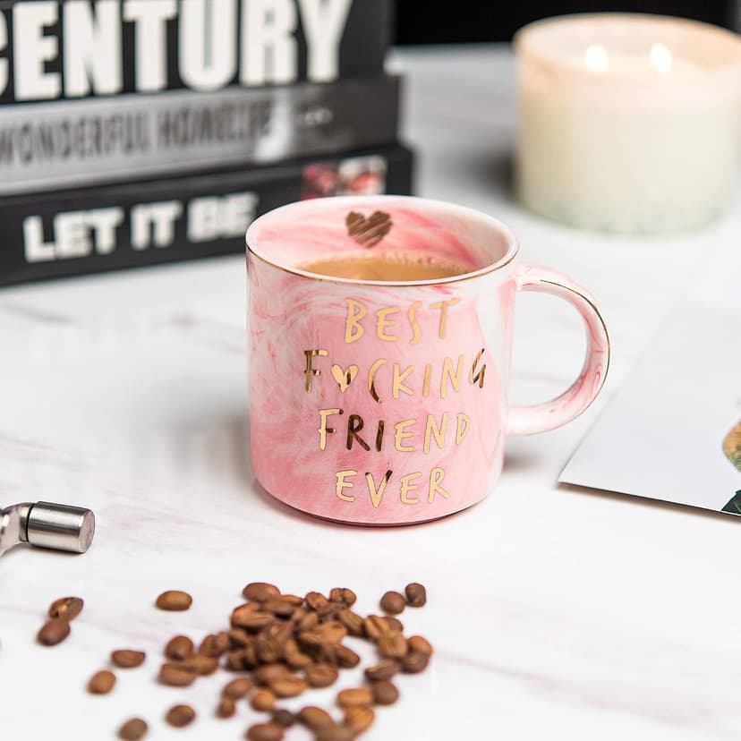 Hendson Best Friend Birthday Gifts for Women - Best F Friend Ever - Funny Friendship Gifts for Women - Gifts for BFF, Bestfriend, Besties, Sister, Her, Woman - Cute Pink Marble Mug, 11.5oz Coffee Cup B08F25XZR1