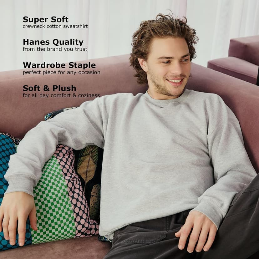 Hanes Men's Ecosmart Fleece Sweatshirt, Pullover Crewneck Sweatshirt, Big & Tall, 1 or 2 Pack
