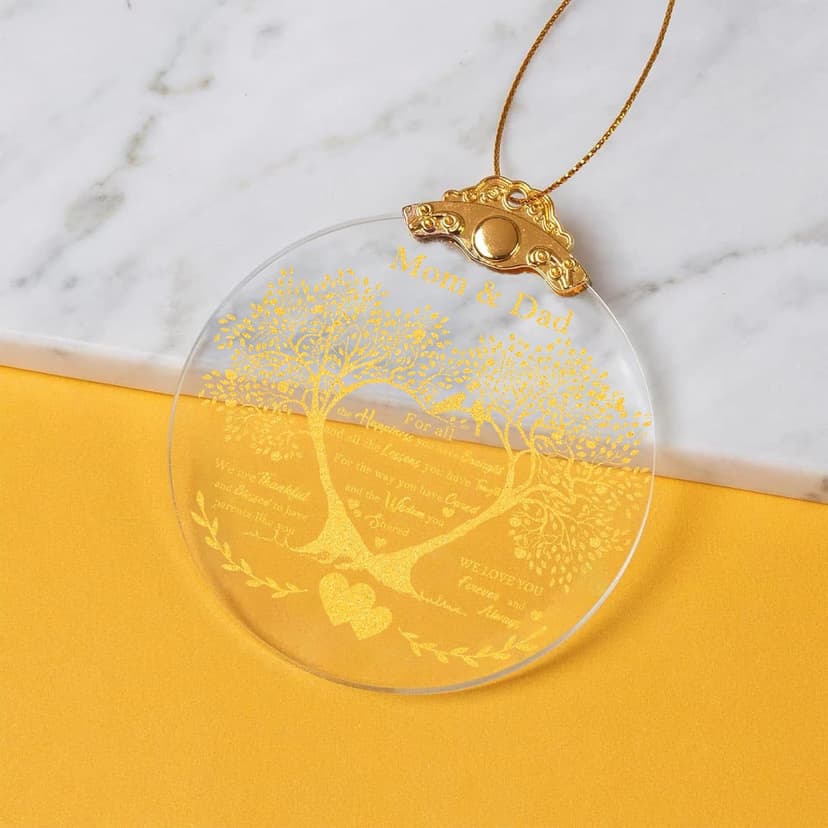 Anniversary Ornament Gift for Mom and Dad Wedding, Mom and Dad Anniversary Ornament, Moms and Dads Christmas Glass Ornaments Gift for Couple Husband Wife Married Parents Grandparents 3"