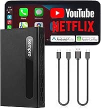KemPro Smart Box 3-in-1 Wireless CarPlay & Android Auto Adapter with Streaming Apps – Netflix, YouTube, Adapter for Car to Watch TV, Video Player USB A & C