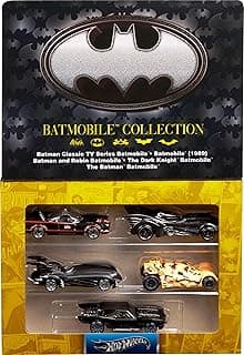 Hot Wheels 1:64 Scale Die-Cast Toy Cars, Set of 5 Batman 85th Anniversary Vehicles Featuring 5 Different Batmobile Replicas in Commemorative Packaging (Amazon Exclusive)