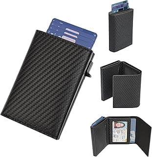 GRALEON Card Wallet for Men,Slim Minimalist Wallet 10-14 Cards,Smart Pop Up Wallets with Money Clip& ID Window,RFID Front Pocket Credit Card Holder, Gifts for Men（Carbon Fiber）