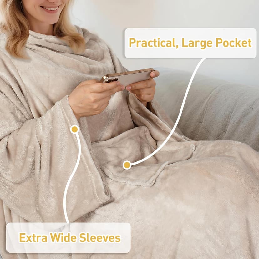 Cozy Sleeve Design for Hands-Free Comfort, Perfect for Reading, TV Time & Relaxing, Christmas & Birthday Gift Catalonia Wearable Blanket with Sleeves for Women & Men, Fleece Wrap Throw B075M2FQYV