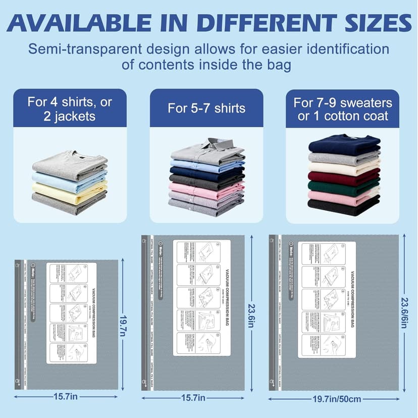 Travel Vacuum Storage Bags with Rechargeable Air Pump, 18 Pack Portable Space Saver Bags, Compression Bags for Clothing, Bedding, Seasonal Storage & Packing Bags for Moving