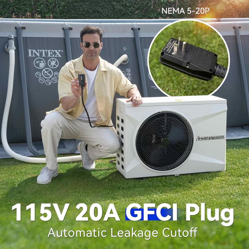 AQUASTRONG Inverter Swimming Pool Heat Pump,Pool Heater for Above Ground and Inground Pool Heating and Cooling Pool Heater, Smart WiFi Control Pools Up to, 7000 Gallons