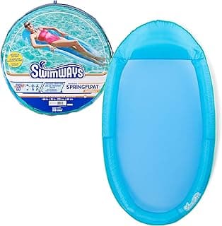 SwimWays Spring Float Premium Hammock Pool Lounger, Inflatable Pool Floats Adult with Fast Inflation for Ages 15 & Up, Sky Blue