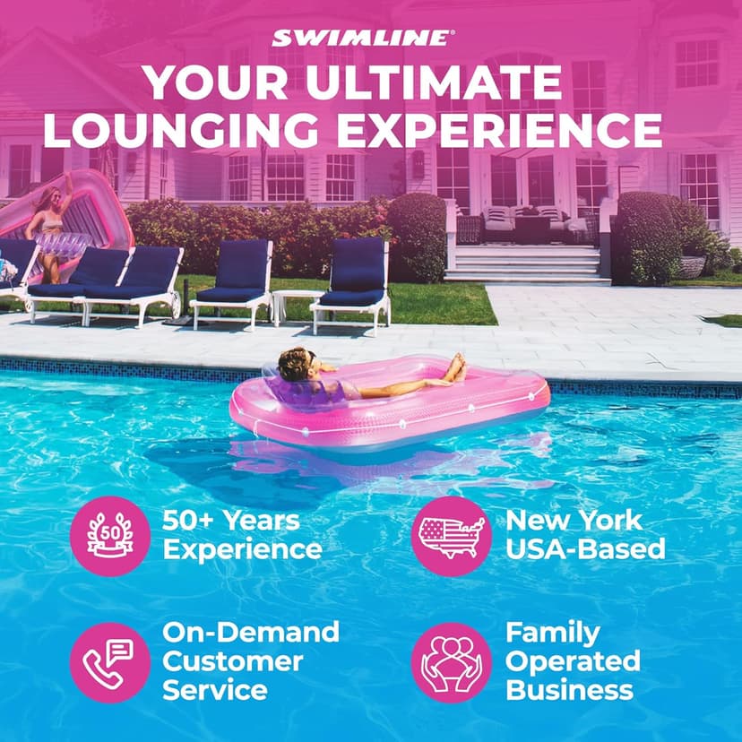 SWIMLINE Suntan Tub, Classic Inflatable Tanning Lounge Float with Adjustable Pillow, 71" Long - Outdoor Floating Lounger for Lake, River, Beach & Swimming Pool, Includes Rope Surround & Repair Patch