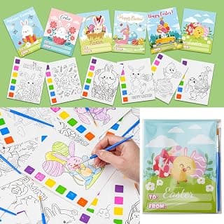 Rotu Easter Basket Stuffers Fillers for Toddlers Easter Gifts for Kids - 30 Pack(240 PCS) Mess-Free Watercolor Coloring Books with Easter Cards, Easter Egg Hunt Classroom Prizes Party Favors B0DSG9F33X
