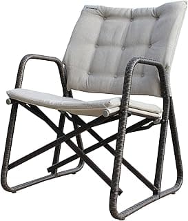 STRONGBACK Folding Patio Chair - Ergonomic Design for Back Pain Relief - 21" Seat Width/300 lb Capacity - Plush Olefin Cushions/Durable Magnesium Alloy Frame - Lightweight/Portable Outside Chairs