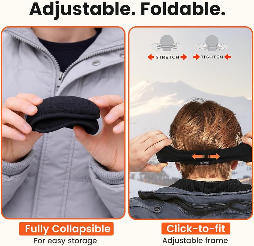 180s Degrees Behind-the-Head Ear-Warmers | Adjustable & Foldable Earmuffs