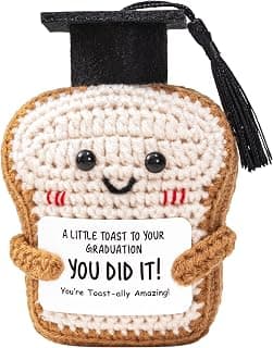 Crisky Handmade Funny Graduation Gifts, Positive Crochet Toast with Little Graduation Card and Grad Caps - You are Totally Amazing - Grad Gifts for College University Masters Degree B0GBVS3MZF
