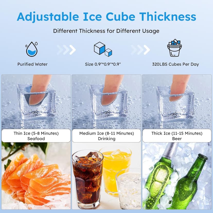 Commercial Ice Maker Machine 450LBS/24H, Under Counter Ice Machine, Upgrade Compressor 120LBS Storage Bin, Stainless Freestanding Commercial Ice Maker for Home Bar Cafe Office,Silver