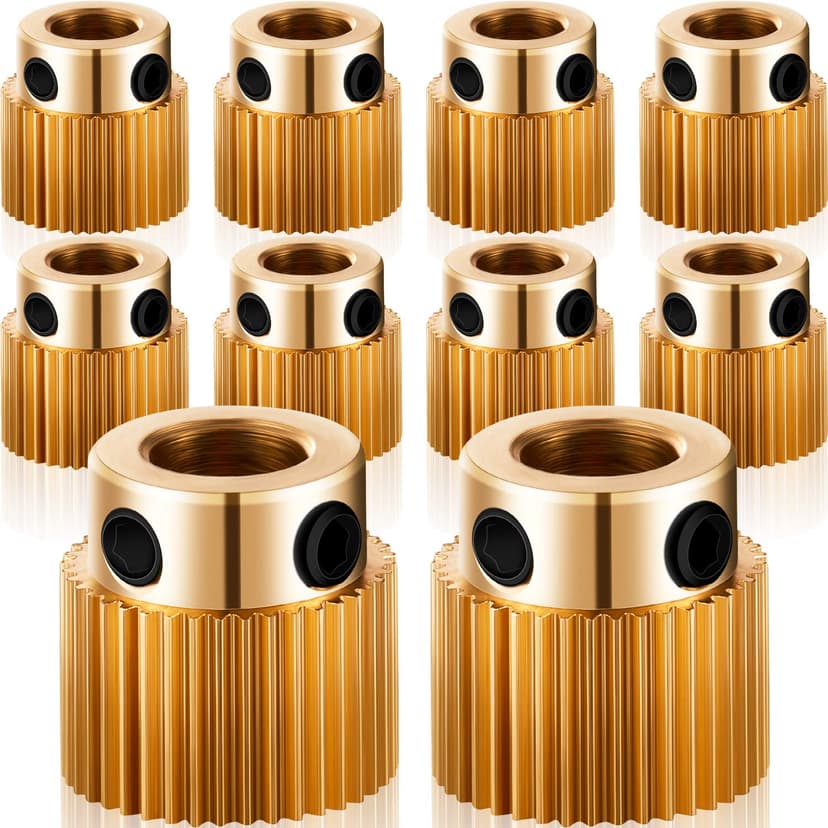 Mudder 10 Pcs 40 Teeth Brass Extruder Wheel 3D Printer Parts Drive Gear Extruder Wheel Compatible with Ender 3/3 Pro, Ender 5/5 Pro/5 Plus, Cr-10, Cr-10s, S4, S5