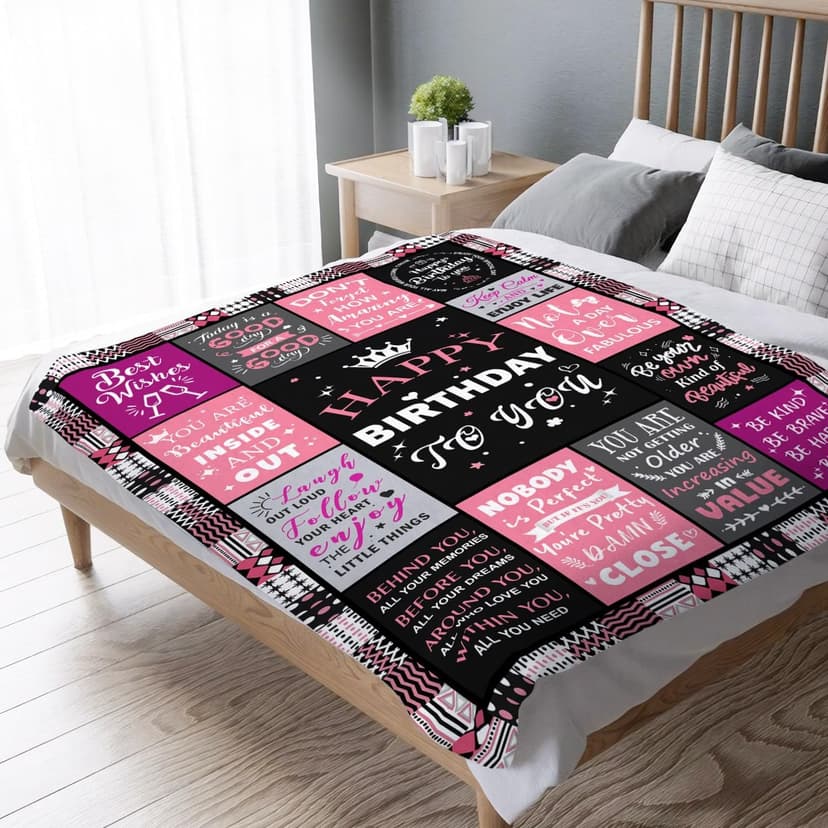 Birthday Decorations for Women, Gift for Women Birthday Unique, Happy Birthday Gift for Her, Mom, Wife, Daughter, Sister Birthday Gifts for Women, Happy Birthday Blanket for Women 50" x 60" B0DC72Z6S7