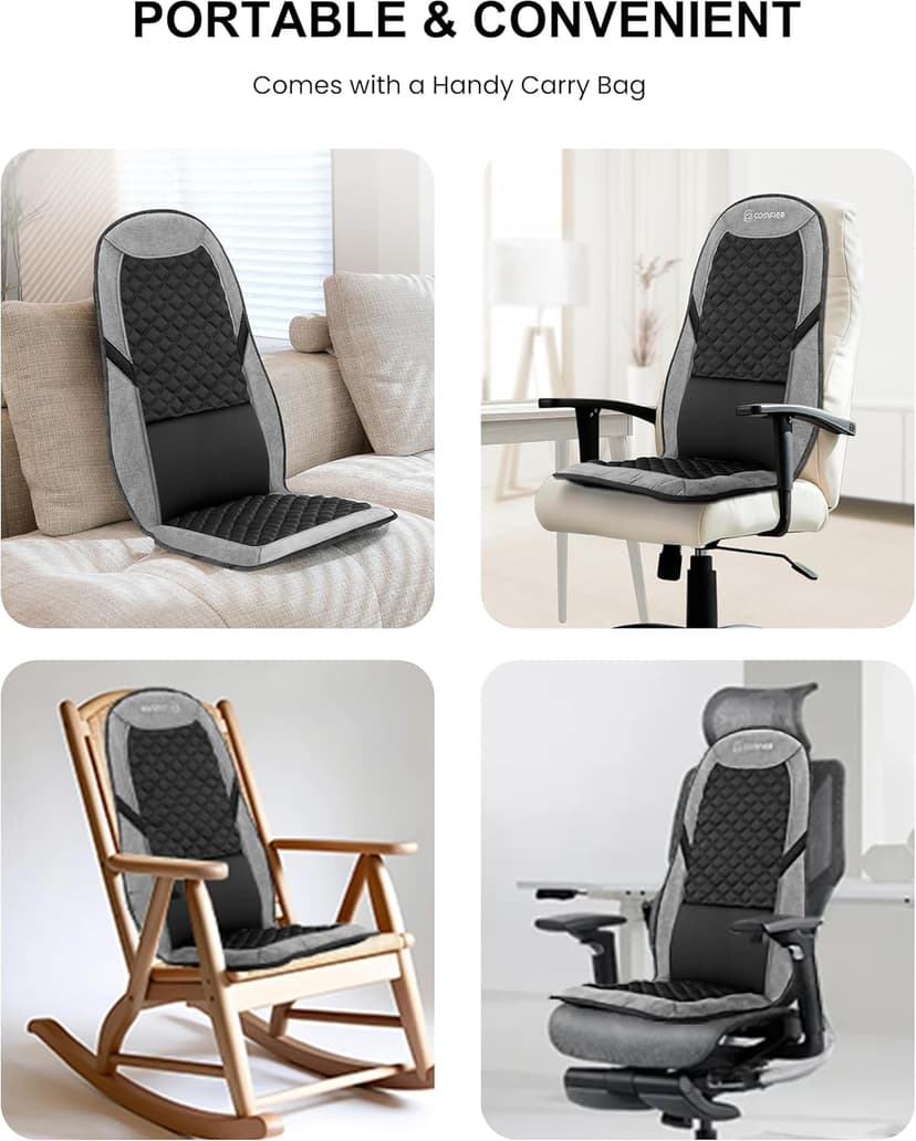 COMFIER Back Massager with Heat,Massage Chair Pad,Massage Seat Cushion with Adjustable Lumbar Support,Back Massage for Pain Relief,Chair Massager for Recliner,Father‘s Day Gift for Dad