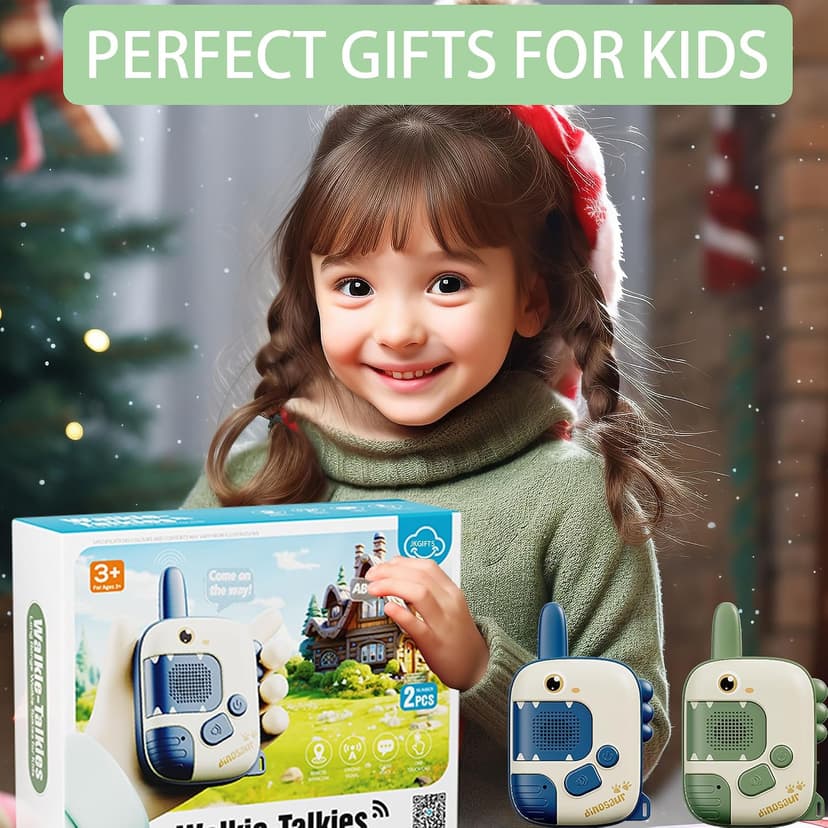 Dino Walkie Talkies for Kids,Dinosaur Toys for Kids 3-5-7,Toddler Kids Toys 2 Pack Birthday Gifts for 3 4 5 6 7 8 9 Year Old Boy Girls Toy for 3-12 Boys Outdoor Game,Easter Christmas Stocking Stuffers B0D9258QC7