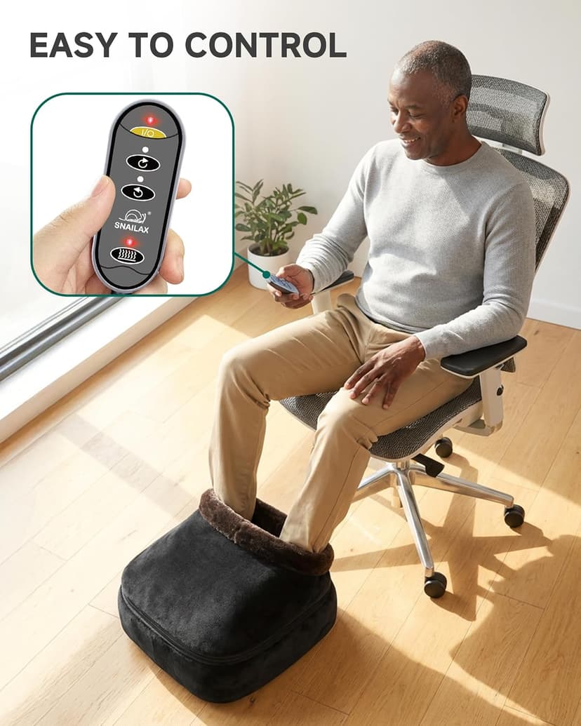 2026 Upgraded, Heat Up to 130°F, Reversible Kneading, 2-in-1 Foot and Back Massager for Home Office Use, Fits Men's Size 13 Snailax Shiatsu Foot Massager with Heat, Foot Warmer with Removable Cover B07SG4VBTY