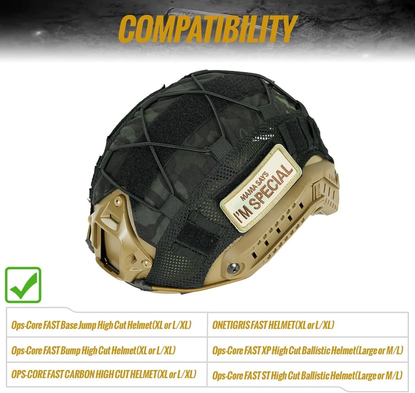 OneTigris Helmet Cover, Tactical Cloth Cover for Fast Helmet in Size L or M/L, XL or L/XL, Bump Helmet in Size XL or L/XL - ZKB12 No Helmet