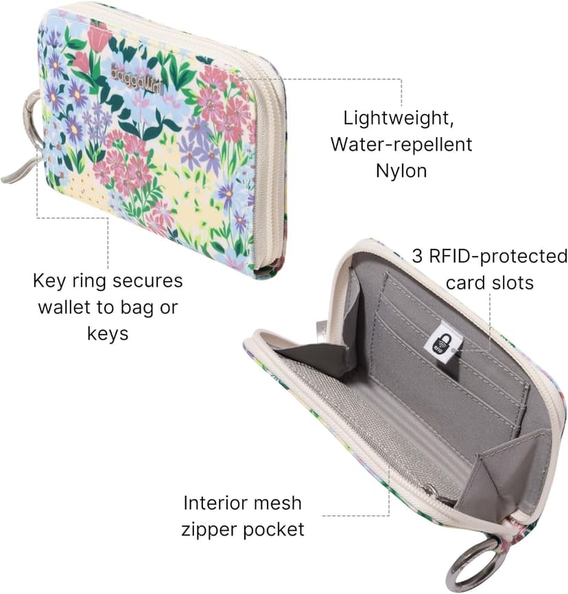 Baggallini Deluxe Card Case - Lightweight 5.5"x3.3" RFID Protected Womens Wallet Card Holder