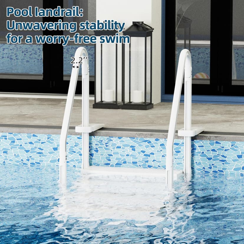 Pool Ladder, 4-Step Pool Stairs with Double Handrails and Non-Slip Steps for 48-54” Above Ground and In-Ground Pools, White