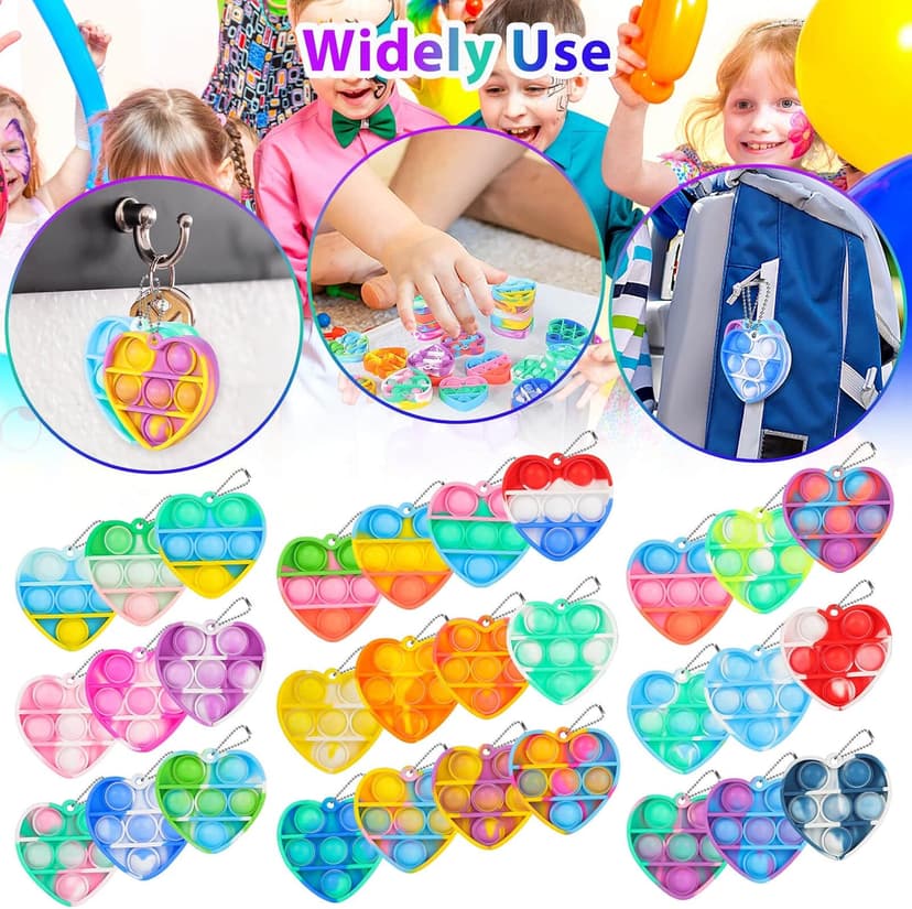 Valentines Day Gifts for Kids Classroom Prizes Student Mini Pop Keychain It Small Fidgets Birthday Goodie Bag Stuffers Filler Heart Pop Fidget Toys Bulk Its Valentine Party Favors for Kids 30 Pack B0BJNQMM9T