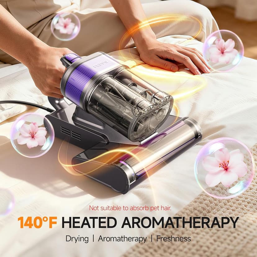 FEPPO Mattress Vacuum Cleaner, 4-in-1 Bed Vacuum Cleaner PRO, 16KPa Handheld Vacuums with 253.7nm UV-C Light, 40,000 Beats/Min Tapping, 140°F Hot Air, HEPA Filter for Bed, Sofa, Crib(Corded, 550W)