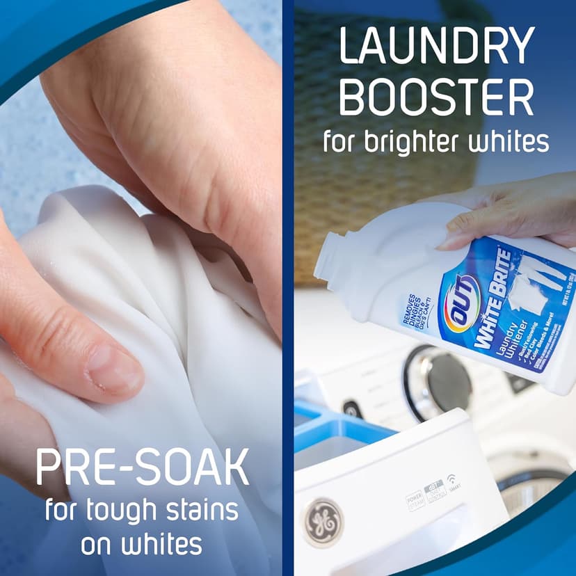 OUT White Brite Laundry Whitener Powder, Stain Remover Detergent Booster for Clothes, Removes Red Clay and Rust Stains on White Clothing and Uniforms, 1 Pound 12 Ounce - Pack of 2