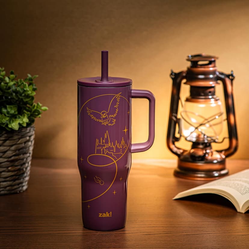 BPA Free, Silicone Straw, Handle, Cupholder Friendly, Dishwasher Safe, For Office, Home, Travel, Work, Gym, Fitness Zak Designs Harry Potter 30oz Spill-Proof Insulated Stainless Steel Tumbler B0FT7C47X5