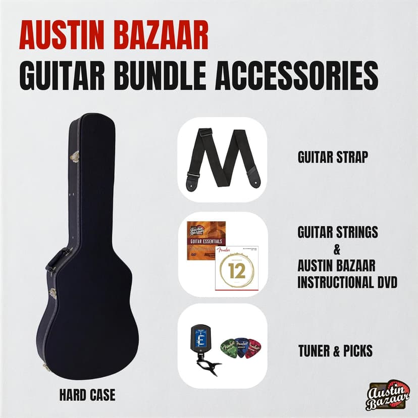 Fender CD-60S Solid Top Dreadnought Acoustic Guitar - All Mahogany Bundle with Hard Case, Tuner, Strap, Strings, Picks, and Austin Bazaar Instructional DVD