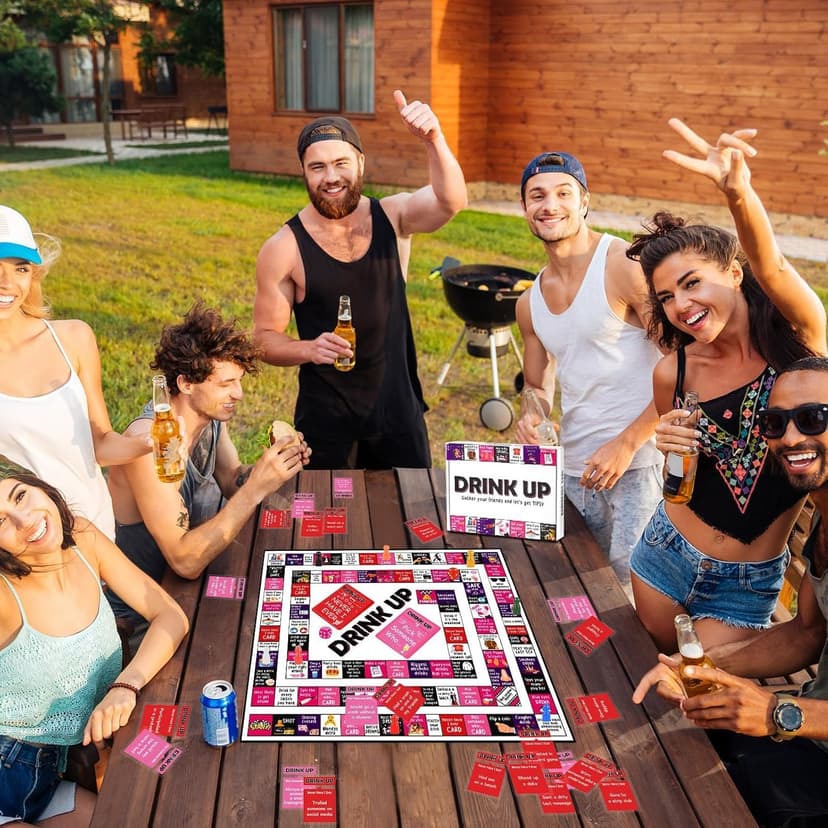 Drinking Board Games for Adults Waterproof Rubber Mat Drink Up Board Games Adult Tipsy Funny Party Interactive Drinking Games Ideal for Game Night Birthday Party Play, Age 21+, 2-8 Players
